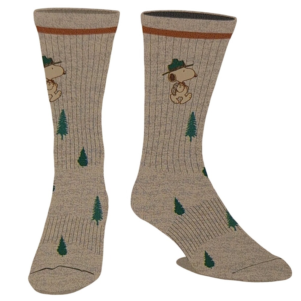 Peanuts Snoopy Hiking Crew Socks Forest Nature Core Bioworld Size 10-13 OSFM